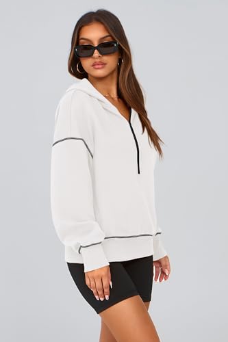 Women's 2025 Fall Hooded Sweatshirts Long Sleeve Half Zip Cropped Hoodies Pullover Winter Fashion Clothes