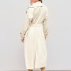 Oversized Solid Collar Long Trench Coat With Belt