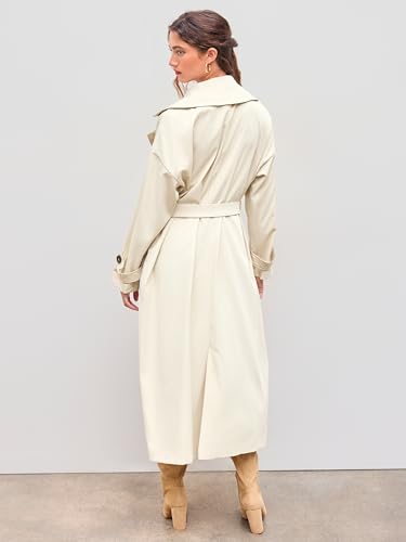 Oversized Solid Collar Long Trench Coat With Belt