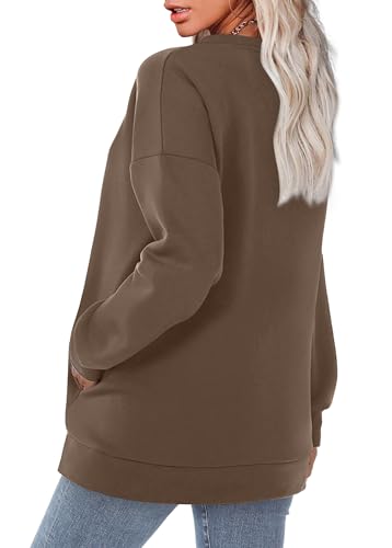 Crewneck Sweatshirts Women Long Sleeve Tops 2025 Fall Fashion Clothes Winter Pullover with Pockets S-2XL