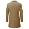 Mens Trench Coat Long Casual Single Brested Overcoat Winter Notched Collar Wool Blend Peacoat with Pockets