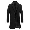 Men's Casual Mid-Length Trench Coat Single Breasted Business Pea Coats Winter Notched Lapel Windbreaker Jacket