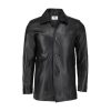 TLC Black Real Leather Trench Coat for Men – 3/4 Length Car Coat – Genuine Lambskin Jacket - Classic Button-Up Soft Coat Men