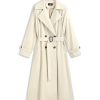 Oversized Solid Collar Long Trench Coat With Belt