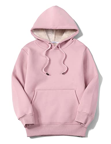 Women's Casual Winter Warm Fleece Sherpa Lined Hooded Sweatshirt Thick Pullover Plus with Pockets
