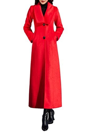Women's Winter Red Charming Thick Wool Jacket Outwear Long Trench Coat Woolen Coat