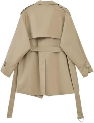 Women's Casual Trendy Jacket Lapel Long Sleeve Belted Trench Coat Four Seasons Solid Color Outerwear