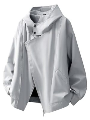 Mens Solid Color Zip Up Hooded Jacket Unisex Oversized Sports Windbreaker Coat