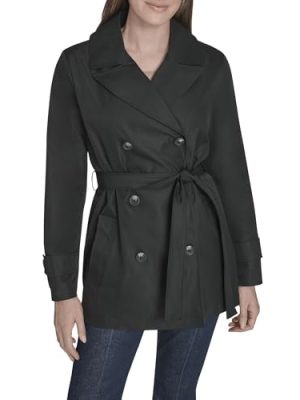 womens Belted Double Breasted Everyday Trench Coat