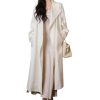 Women's Solid Color Tie-Down Loose Korean-Style Spring Plus-Size Long Linen Trench Coat