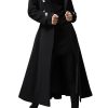 Womens Long Double-Breasted Hooded Coat Winter Warm Wool Trench Coat with Belts