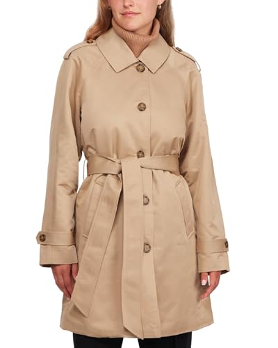 Women's Trench Coat - Waist Belted Button Up Long Raincoat for Ladies (Sizes: S-XL)