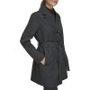 womens Belted Trench Coat With Waist Tie Belt and Notch Collar