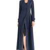 Womens Woolen Blend Ankle Length Lapel Long Maxi Trench Coat Jacket Parka Outwear Overcoat