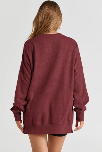 Womens Sweatshirt Casual Long Sleeve Crewneck Lightweight Pullover Tops Loose Sweatshirts