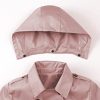 Women's Double Breasted Trench Coats Mid-Length Belted Overcoat Long Dress Jacket with Detachable Hood