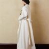 Women's Solid Color Tie-Down Loose Korean-Style Spring Plus-Size Long Linen Trench Coat