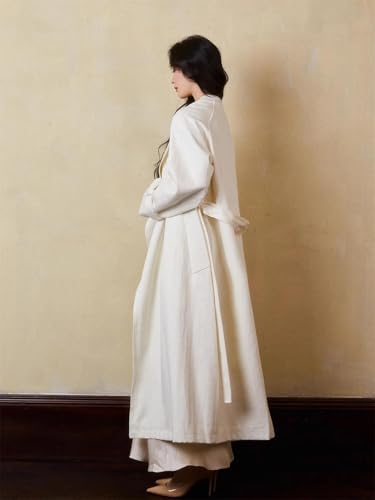 Women's Solid Color Tie-Down Loose Korean-Style Spring Plus-Size Long Linen Trench Coat