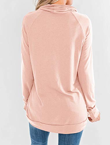 Womens Cowl Neck Tunic Tops Long Sleeve Pullovers Casual Drawstring Sweatshirts