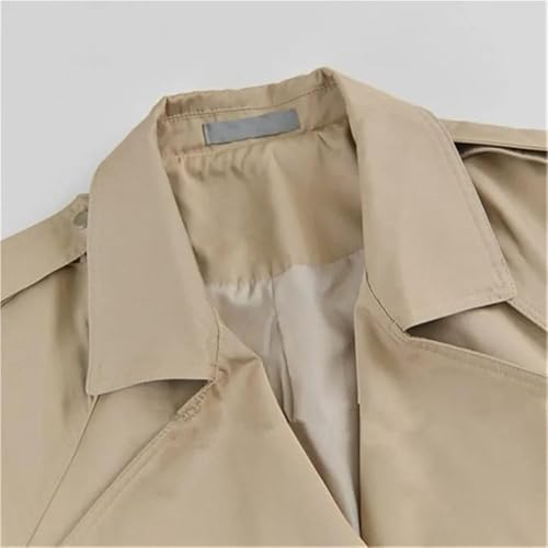 Women's Casual Trendy Jacket Lapel Long Sleeve Belted Trench Coat Four Seasons Solid Color Outerwear