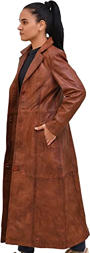 Long body Leather Coat for Women - Lambskin Black Full body Trench Coat - Leather Car Coat