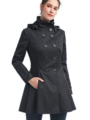 Women Nicole Waterproof Hooded Fit & Flare Trench Coat - Regular & Plus Size