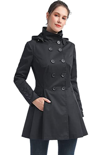 Women Nicole Waterproof Hooded Fit & Flare Trench Coat - Regular & Plus Size
