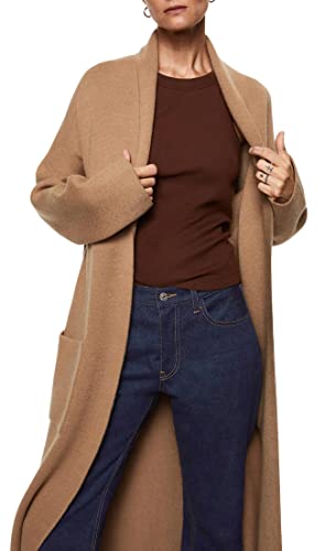 Womens Long Sleeve Maxi Cardigan Open Front Oversized Knitted Sweater Coat Casual Lapel Warm Overcoat with Pockets