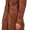 Long body Leather Coat for Women - Lambskin Black Full body Trench Coat - Leather Car Coat