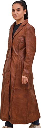 Long body Leather Coat for Women - Lambskin Black Full body Trench Coat - Leather Car Coat