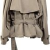 Women's Trench Coat Lapel Long Sleeve Lace Up Button Front Jacket Solid Color Fashion Chic Outerwear