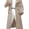 Men's Notch Lapel Double Breasted Long Trench Coat Casual Cotton Blend Peacoat