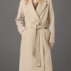Women's Notch Lapel Collar Pea Coat Long Sleeve Casual Fall Winter Long Overcoat with Belt