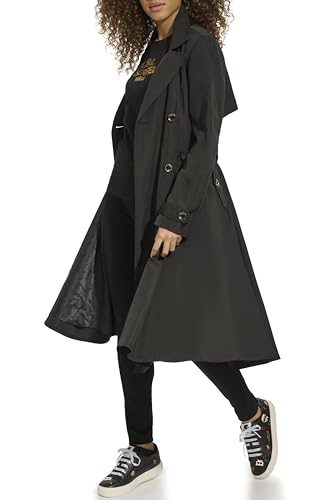 womens Long Flared Belted Trench Coat