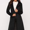 Womens Wool Coat Double Breasted Pea Coat Winter Long Trench Coat with Belt