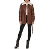 womens Modern Updated Shacket Belted Trench Faux-leather