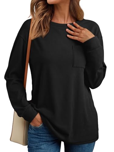 Womens Long Sleeve Tops Loose Fit Fall Cute Thick T Shirts Winter Cruise Outfits Trendy Clothes