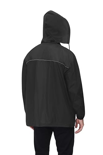 Men's Rain Jacket Cycling Running Jackets Waterproof Raincoat with Hood Windbreaker Hiking Jacket Rain Coat