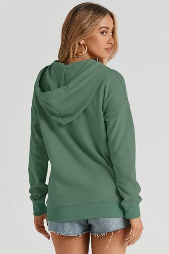 Womens 2025 Hoodies Button Collar Drawstring Hooded Pullover Sweatshirt Casual Long Sleeve Tops Shirts