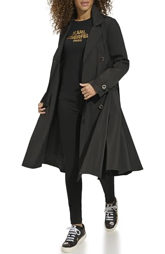 womens Long Flared Belted Trench Coat