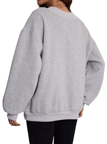 Womens V Neck Oversized Sweatshirts Casual Drop Shoulder Long Sleeve Pullover Tops