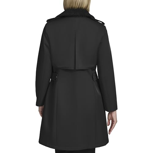 Women's Classic Transitional Water-Resistant Insulated Trench Coat, Black