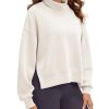 Modal Soft Split Hem Turtleneck Sweatshirts for Women Long Sleeve Casual Pullover Top