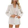 Women's Business Casual Blazers Lapel Long Sleeve Open Front Button Suit Jacket Work Office Blazer Attire Clothes
