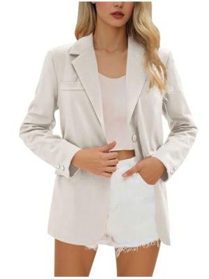 Women's Business Casual Blazers Lapel Long Sleeve Open Front Button Suit Jacket Work Office Blazer Attire Clothes