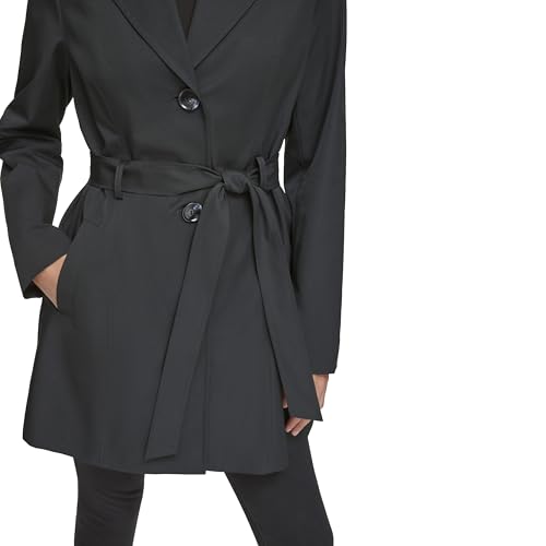 womens Belted Trench Coat With Waist Tie Belt and Notch Collar