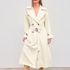 Oversized Solid Collar Long Trench Coat With Belt