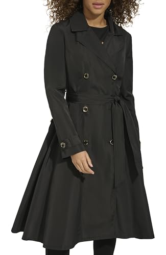 womens Long Flared Belted Trench Coat