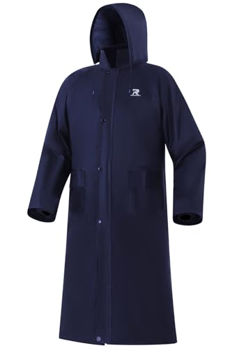 Raincoat for Men Waterproof Long Rain Jacket with Stowable Hood Lightweight Rain Gear Poncho for Unisex