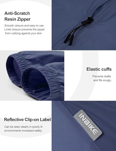 Cycling Jacket for Men Women, Windproof Lightweight Packable Running Windbreaker, Breathable Quick Dry Reflective Biking Coat